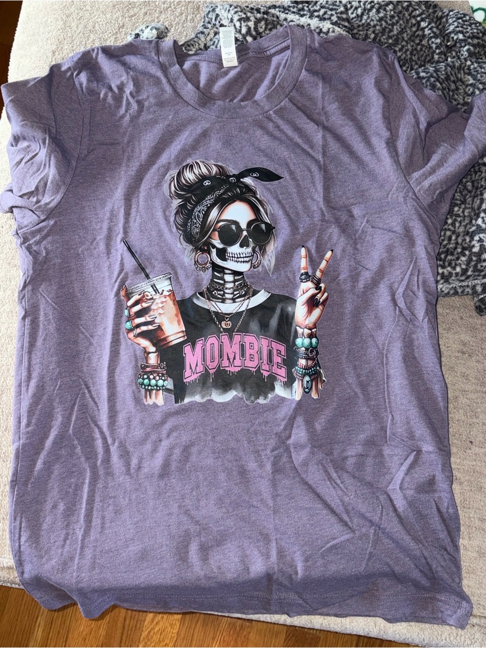 Bella Canvas heather Purple Mombie Skull Graphic Tee